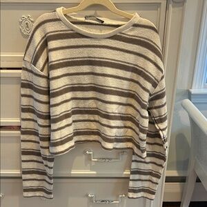 Striped Beige and White Sweater - Zara